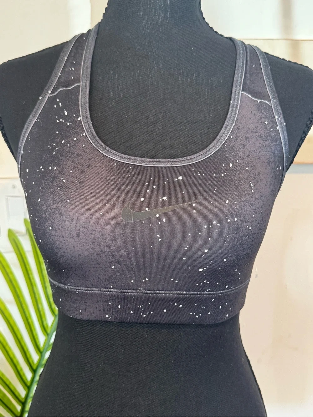 Nike Black Speckled Racerback Sports Bra with Subtle Logo